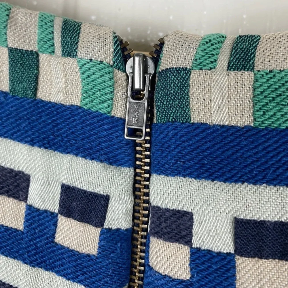 Gorman Women’s Shift Dress Blue Green Beige Aztec Short Puff Sleeve Size S 8 - Picture 8 of 12